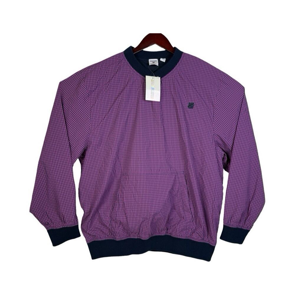 Undefeated Purple Pullover V-Neck Windbreaker Men’s XL Gingham Kangaroo Pocket